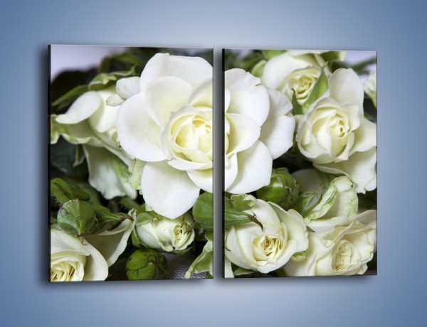 Obraz na płótnie – Białe róże na stole – dwuczęściowy prostokątny pionowy K131