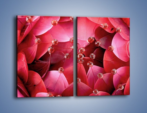 Obraz na płótnie – Koraliki wśród kwiatowych piór – dwuczęściowy prostokątny pionowy K134