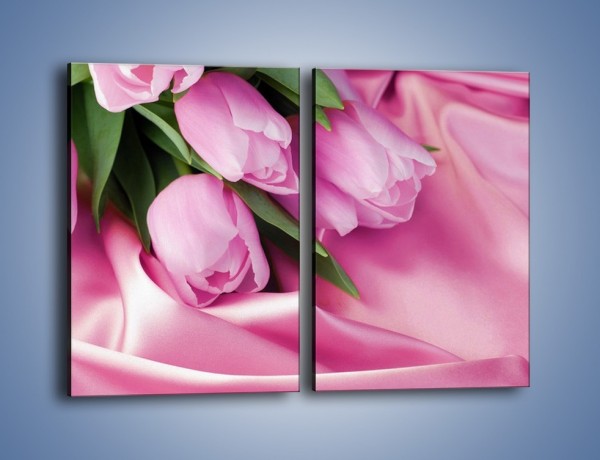 Obraz na płótnie – Atłas wśród tulipanów – dwuczęściowy prostokątny pionowy K152