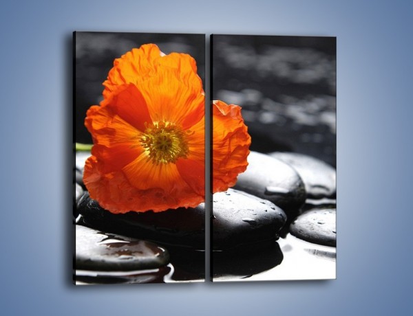 Obraz na płótnie – Woda kamień i kwiat – dwuczęściowy prostokątny pionowy K287