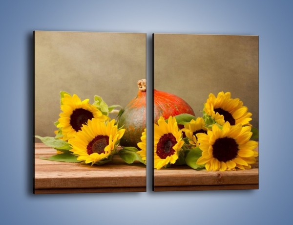 Obraz na płótnie – Słoneczniki w jesiennym klimacie – dwuczęściowy prostokątny pionowy K418