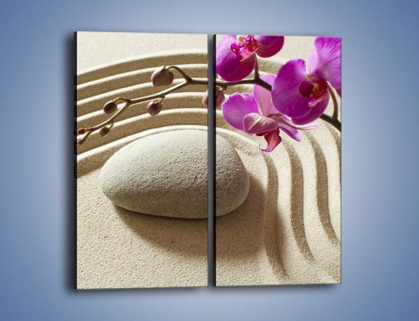 Obraz na płótnie – Kwiat w piasku – dwuczęściowy prostokątny pionowy K433