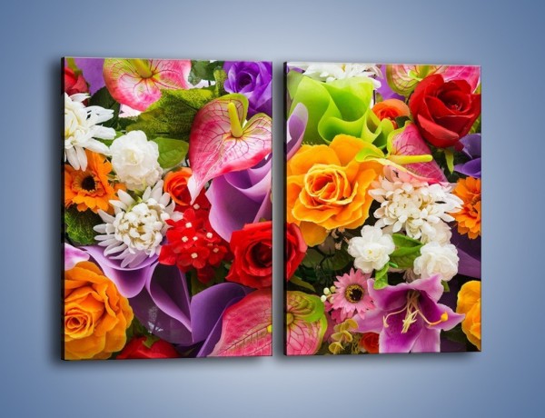Obraz na płótnie – Kwiaty w kolorze tęczy – dwuczęściowy prostokątny pionowy K462