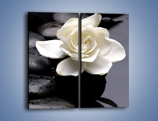 Obraz na płótnie – Jeden kwiat i tyle kamieni – dwuczęściowy prostokątny pionowy K525