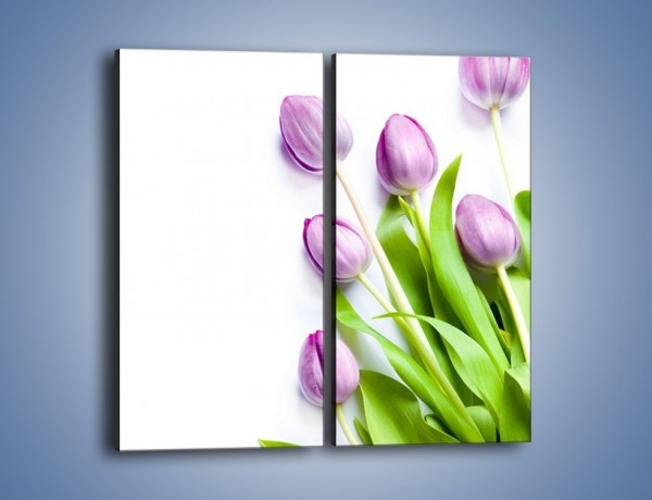 Obraz na płótnie – Fioletowe piękno z tulipanem – dwuczęściowy prostokątny pionowy K548