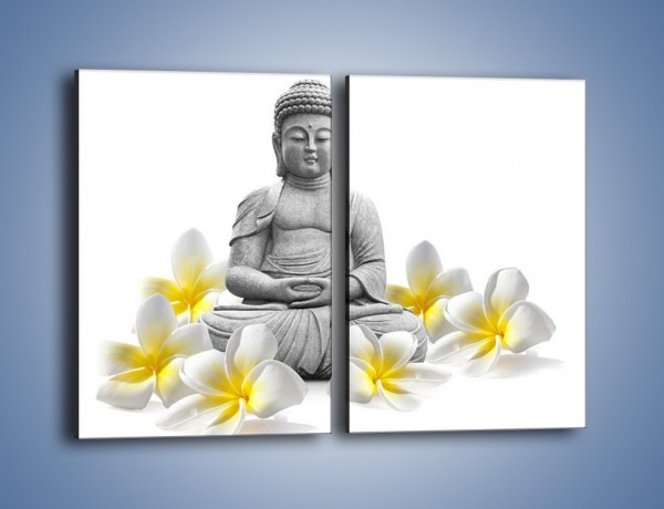 Obraz na płótnie – Budda w białych kwiatach – dwuczęściowy prostokątny pionowy K599