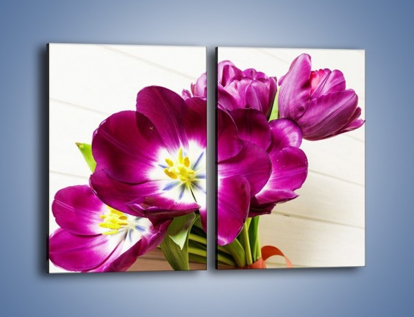 Obraz na płótnie – Tulipanki związane wstążeczką – dwuczęściowy prostokątny pionowy K629