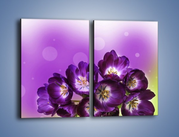 Obraz na płótnie – Fioletowe kwiaty w powietrzu – dwuczęściowy prostokątny pionowy K630