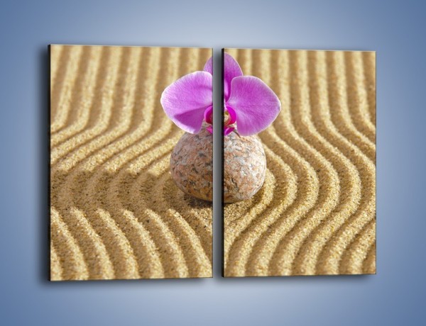 Obraz na płótnie – Struktura piasku z kwiatem – dwuczęściowy prostokątny pionowy K637