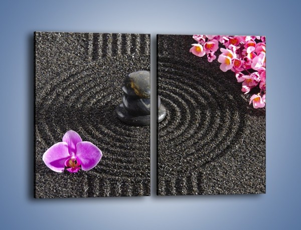 Obraz na płótnie – Storczyki w czarnym piasku – dwuczęściowy prostokątny pionowy K644