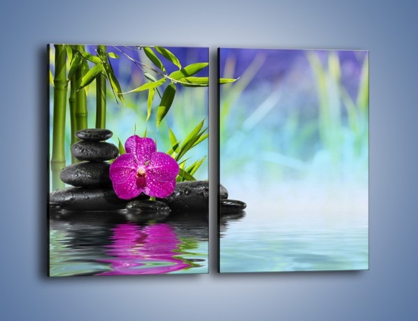 Obraz na płótnie – Wodny pejzaż z kwiatem – dwuczęściowy prostokątny pionowy K646