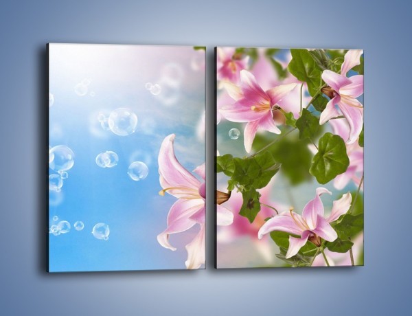 Obraz na płótnie – Mydlane bańki nad kwiatami – dwuczęściowy prostokątny pionowy K669