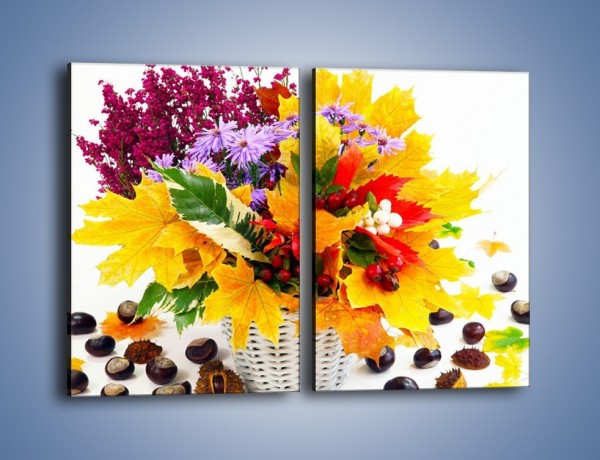 Obraz na płótnie – Kasztany i jesienna wiązanka – dwuczęściowy prostokątny pionowy K700