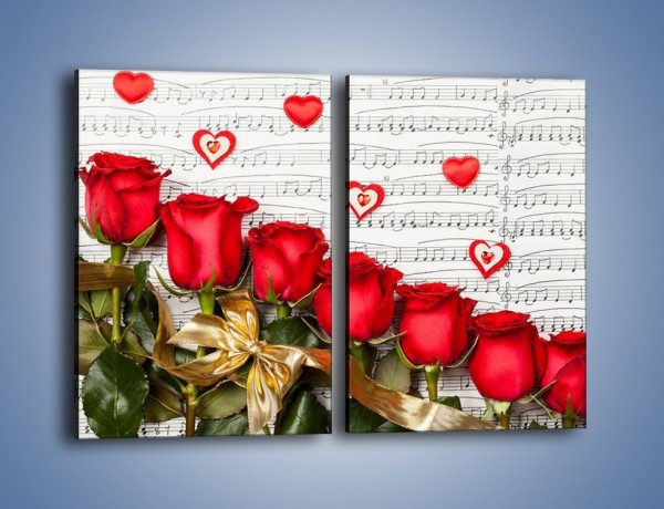 Obraz na płótnie – Miłosne melodie wśród róż – dwuczęściowy prostokątny pionowy K717