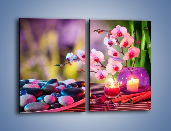 Obraz na płótnie – Pachnące kwiaty i świece – dwuczęściowy prostokątny pionowy K731