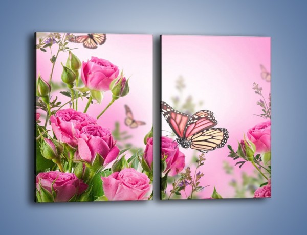 Obraz na płótnie – Motyle różowe jak kwiaty – dwuczęściowy prostokątny pionowy K741