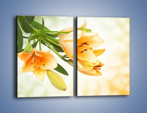 Obraz na płótnie – Łososiowe pachnące lilie – dwuczęściowy prostokątny pionowy K755