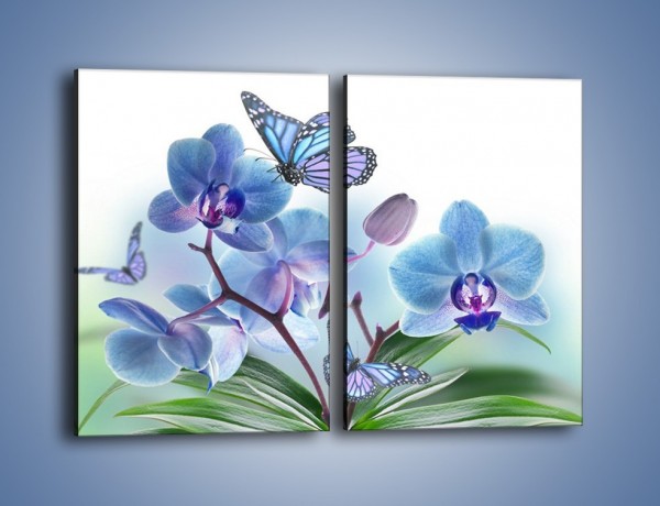 Obraz na płótnie – Niebieskie motyle jak niebieskie kwiaty – dwuczęściowy prostokątny pionowy K784
