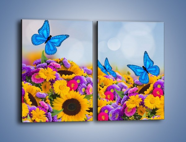 Obraz na płótnie – Bajka o kwiatach i motylach – dwuczęściowy prostokątny pionowy K794