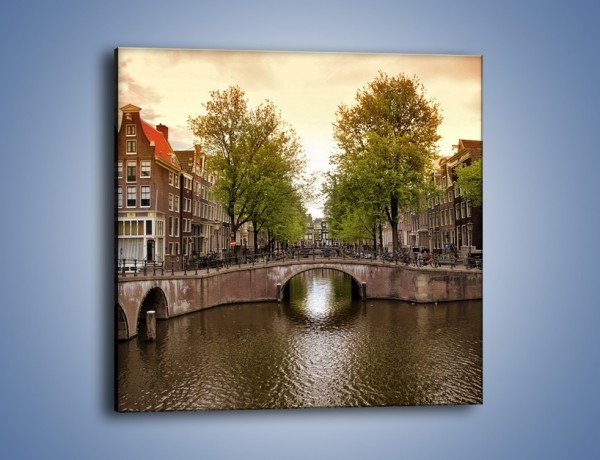 Obraz na płótnie – Amsterdamski kanał – jednoczęściowy kwadratowy AM800