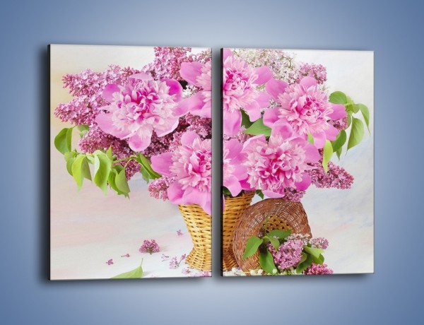 Obraz na płótnie – Kwiatowy kosz na domowym stole – dwuczęściowy prostokątny pionowy K862