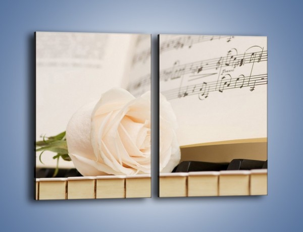 Obraz na płótnie – Fortepian z białą różą – dwuczęściowy prostokątny pionowy K908