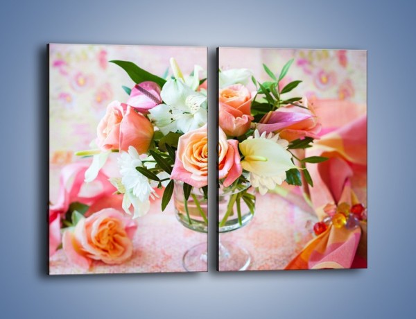Obraz na płótnie – Kieliszek z kwiatuszkami – dwuczęściowy prostokątny pionowy K948