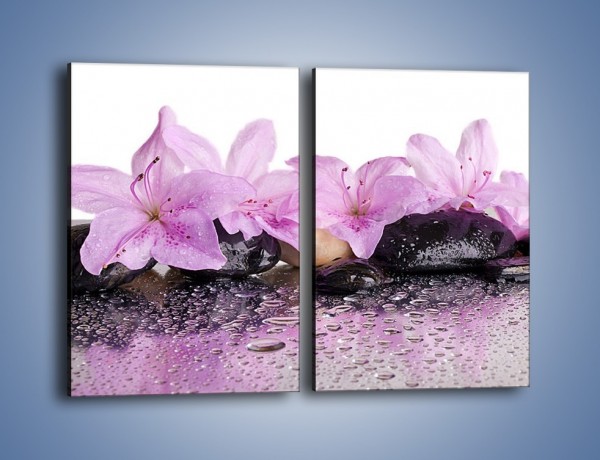 Obraz na płótnie – Lila kwiaty w mokrym klimacie – dwuczęściowy prostokątny pionowy K957