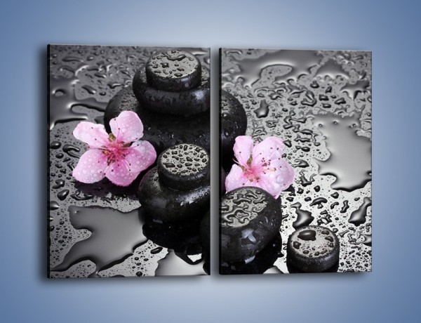 Obraz na płótnie – Kwiaty i deszczowe plamy – dwuczęściowy prostokątny pionowy K971