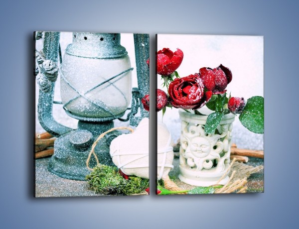 Obraz na płótnie – Zimowe dodatki i kwiaty – dwuczęściowy prostokątny pionowy K987