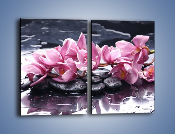 Obraz na płótnie – Rzucone kwiaty na wodę – dwuczęściowy prostokątny pionowy K997