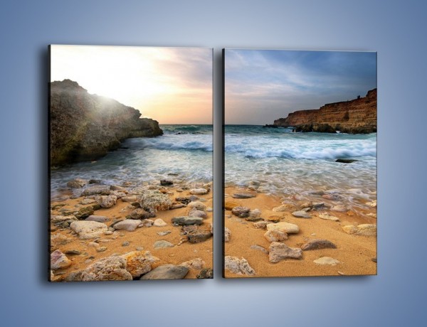 Obraz na płótnie – Kamienista plaża o poranku – dwuczęściowy prostokątny pionowy KN043