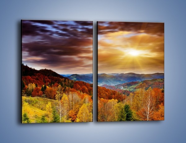 Obraz na płótnie – Góry z kolorowych drzew – dwuczęściowy prostokątny pionowy KN066