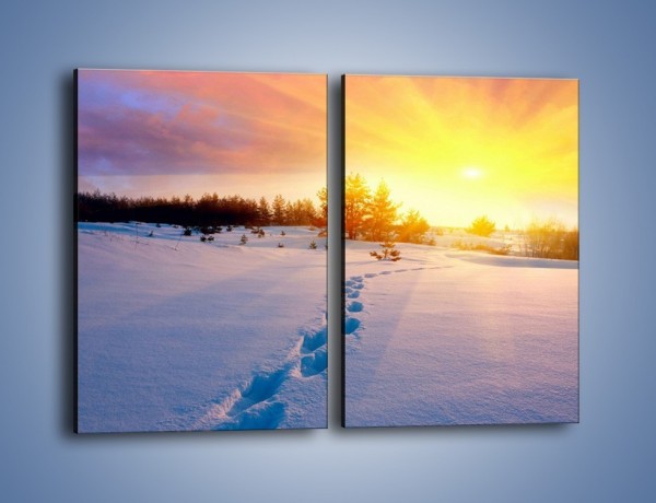Obraz na płótnie – Ślady na śnieżnym puchu – dwuczęściowy prostokątny pionowy KN1015