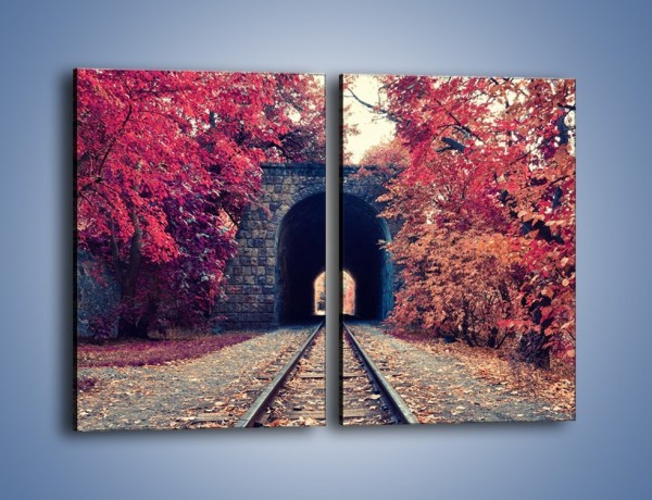 Obraz na płótnie – Pociągiem przez jesień – dwuczęściowy prostokątny pionowy KN1023