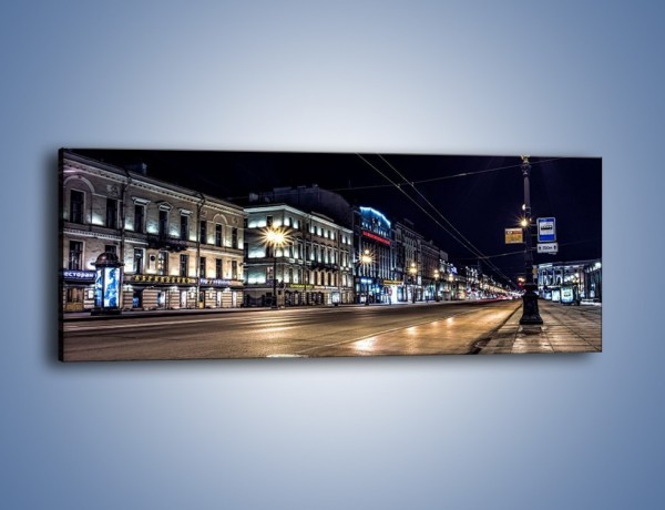 Obraz na płótnie – Ulica w Petersburgu nocą – jednoczęściowy panoramiczny AM544