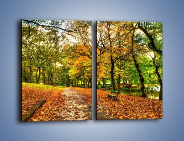 Obraz na płótnie – Piękna jesień w parku – dwuczęściowy prostokątny pionowy KN1098A