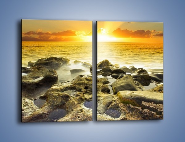 Obraz na płótnie – Morze o zachodzie słońca – dwuczęściowy prostokątny pionowy KN1139A