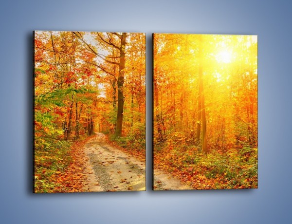 Obraz na płótnie – Leśną drużką jesienią – dwuczęściowy prostokątny pionowy KN1163A