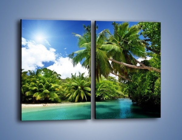 Obraz na płótnie – Rozłożone palmy i woda – dwuczęściowy prostokątny pionowy KN1168A