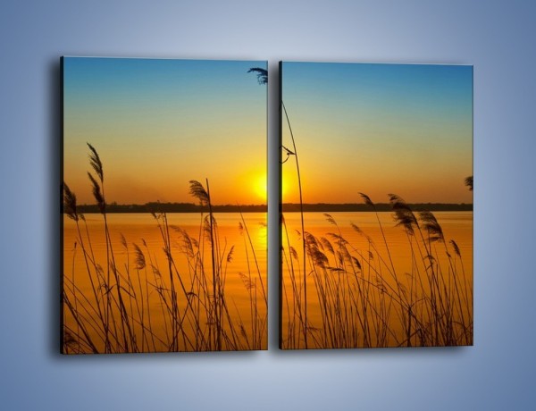 Obraz na płótnie – Jezioro o zachodzie słońca – dwuczęściowy prostokątny pionowy KN1195A