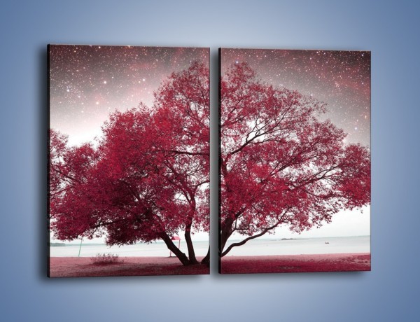 Obraz na płótnie – Drzewo i migające gwiazdy – dwuczęściowy prostokątny pionowy KN1236A