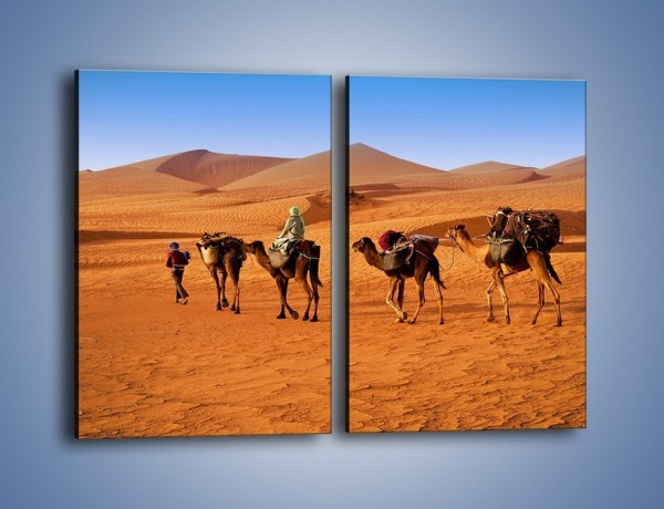 Obraz na płótnie – Idą wielbłądy przez pustynię – dwuczęściowy prostokątny pionowy KN1237A