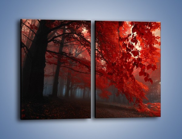 Obraz na płótnie – Smutna jesień lasu – dwuczęściowy prostokątny pionowy KN1267A