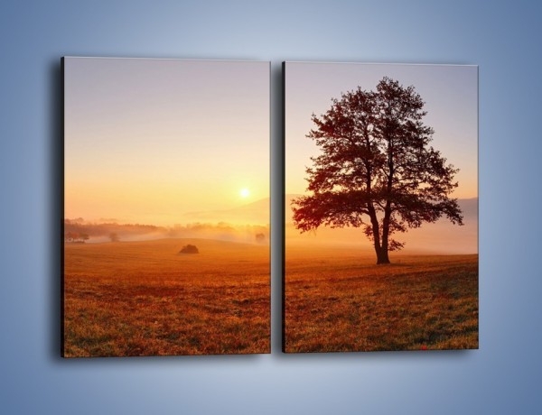 Obraz na płótnie – Krajobraz utopiony we mgle – dwuczęściowy prostokątny pionowy KN1331A