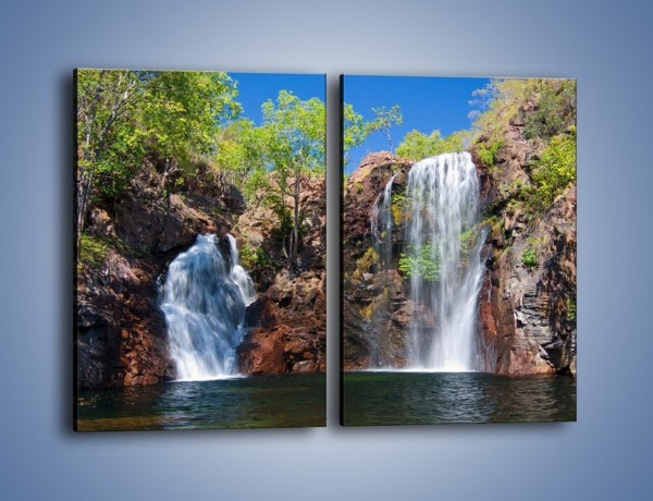Obraz na płótnie – Wodospad duży i mały – dwuczęściowy prostokątny pionowy KN210
