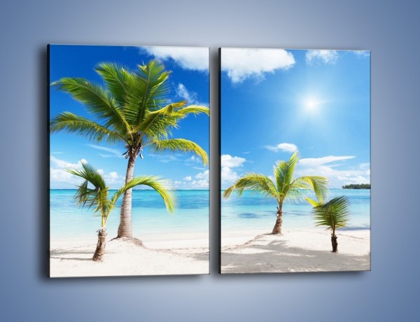 Obraz na płótnie – Palmy na pustej plaży – dwuczęściowy prostokątny pionowy KN245