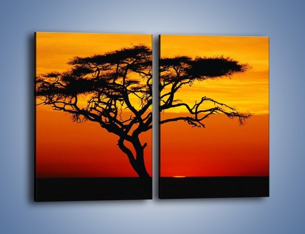 Obraz na płótnie – Zachód słońca i drzewo – dwuczęściowy prostokątny pionowy KN307