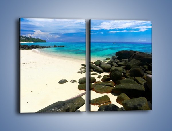 Obraz na płótnie – Czarne kamienie i biała plaża – dwuczęściowy prostokątny pionowy KN527