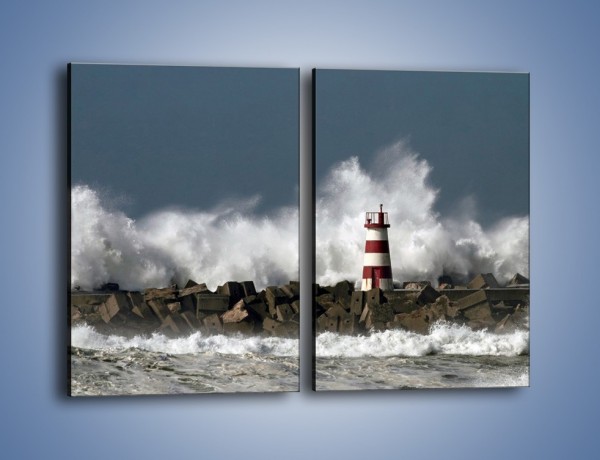 Obraz na płótnie – Latarnia morska w sztormie – dwuczęściowy prostokątny pionowy KN626